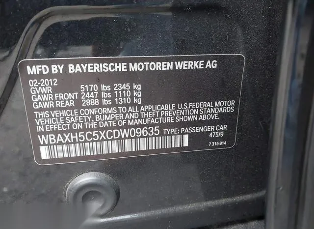 WBAXH5C5XCDW09635 2012 2012 BMW 5 Series- 528I Xdrive 9