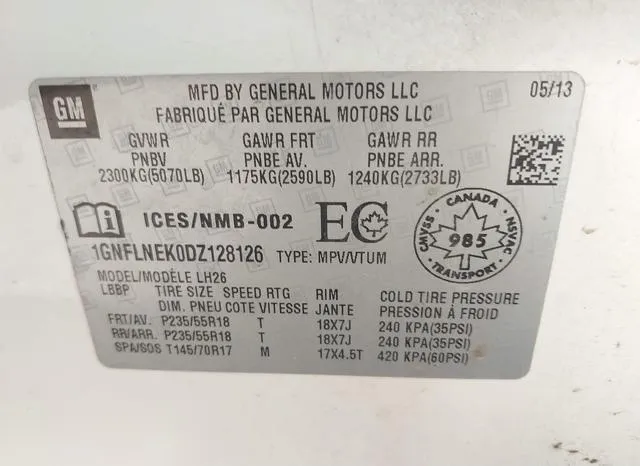 1GNFLNEK0DZ128126 2013 2013 Chevrolet Equinox- 2LT 9