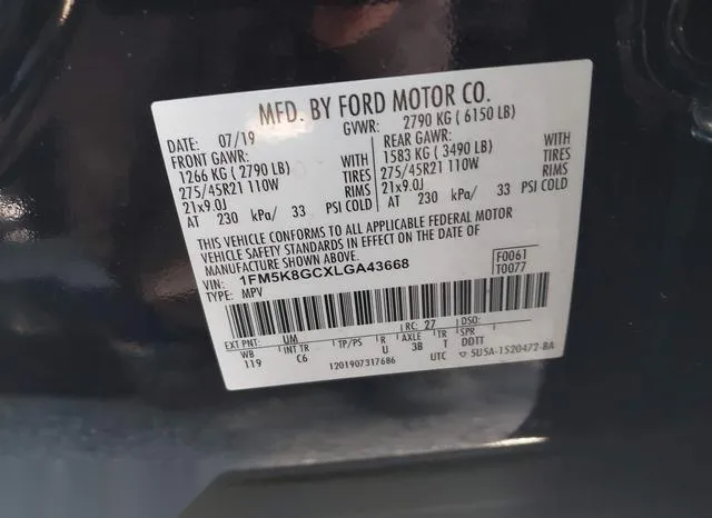 1FM5K8GCXLGA43668 2020 2020 Ford Explorer- ST 9