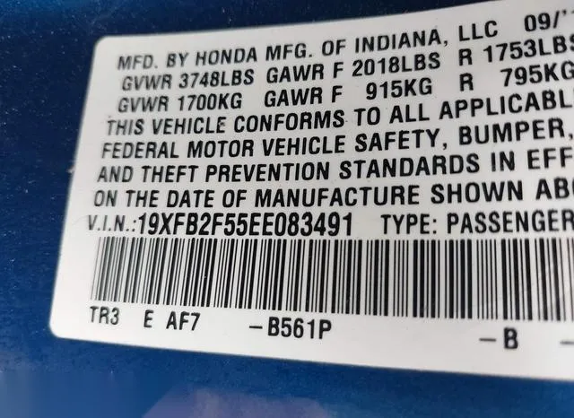 19XFB2F55EE083491 2014 2014 Honda Civic- LX 9