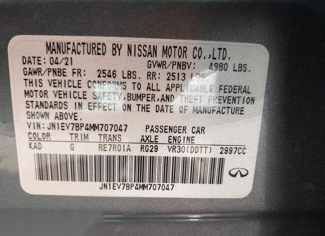 JN1EV7BP4MM707047 2021 2021 Infiniti Q50 9