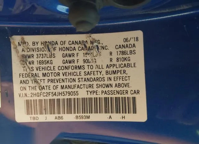 2HGFC2F54JH579055 2018 2018 Honda Civic- LX 9