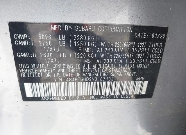 4S4BTGUD9N3187133 2022 2022 Subaru Outback- Wilderness 9