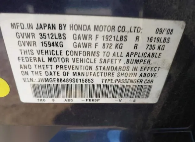 JHMGE88489S015853 2009 2009 Honda Fit- Sport 9