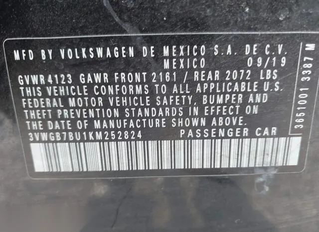 3VWGB7BU1KM252824 2019 2019 Volkswagen Jetta- 1-4T Sel Premium 9