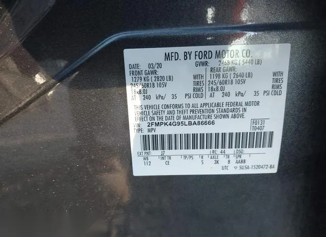 2FMPK4G95LBA86666 2020 2020 Ford Edge- SE 9