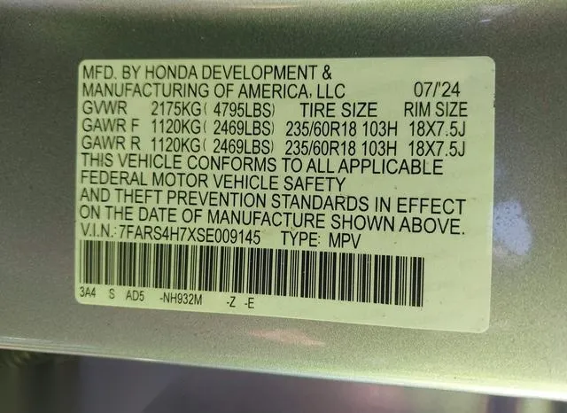 7FARS4H7XSE009145 2025 2025 Honda CR-V- Ex-L Awd 9