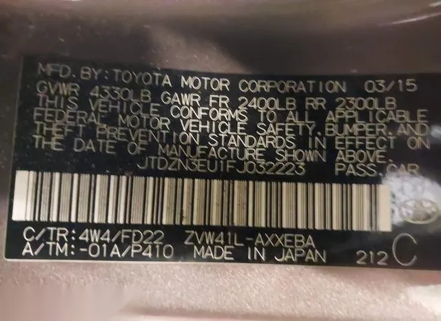 JTDZN3EU1FJ032223 2015 2015 Toyota Prius- V Two 9