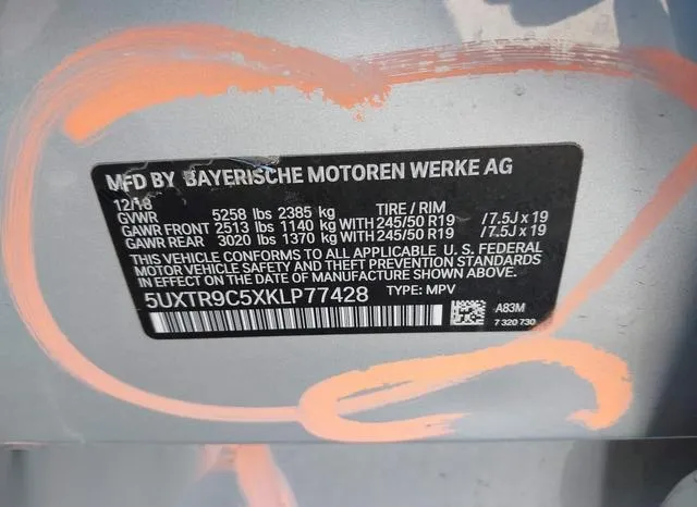 5UXTR9C5XKLP77428 2019 2019 BMW X3- Xdrive30I 9