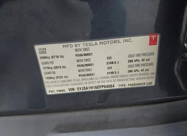 5YJSA1H16EFP64064 2014 2014 Tesla Model S- P85 9