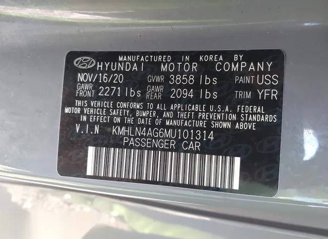 KMHLN4AG6MU101314 2021 2021 Hyundai Elantra- Sel 9