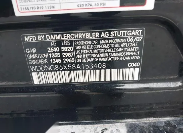 WDDNG86X58A153408 2008 2008 Mercedes-Benz S 550- 4Matic 9