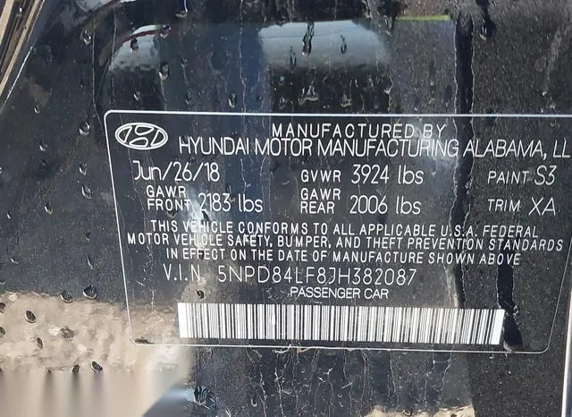 5NPD84LF8JH382087 2018 2018 Hyundai Elantra- Sel 9