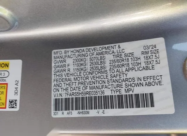 7FARS5H59RE035136 2024 2024 Honda CR-V- Hybrid Sport 9