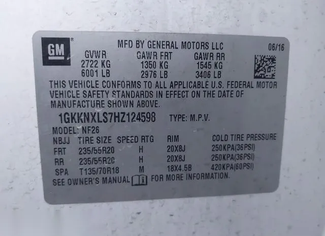 1GKKNXLS7HZ124598 2017 2017 GMC Acadia- Denali 9