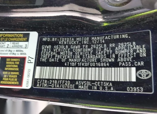 4T1BF1FK0FU016864 2015 2015 Toyota Camry- SE 9