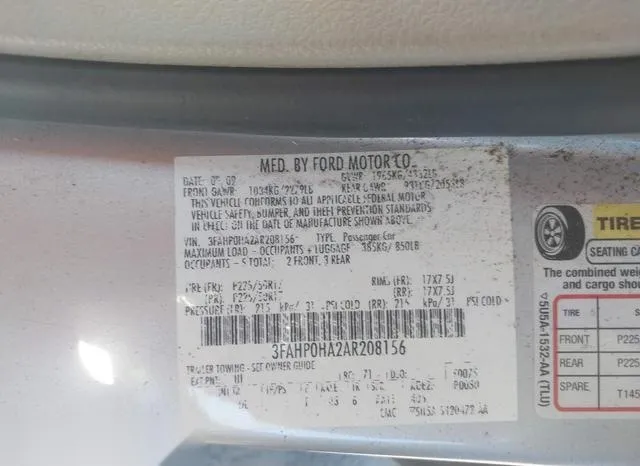 3FAHP0HA2AR208156 2010 2010 Ford Fusion- SE 9