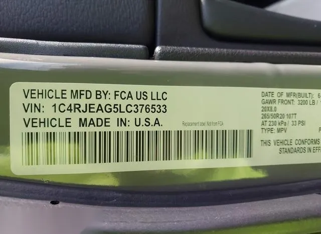 1C4RJEAG5LC376533 2020 2020 Jeep Grand Cherokee- Altitude 4X2 9