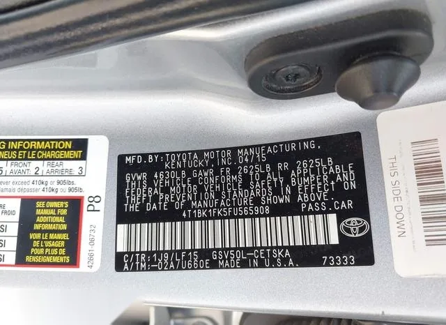 4T1BK1FK5FU565908 2015 2015 Toyota Camry- Xse V6 9