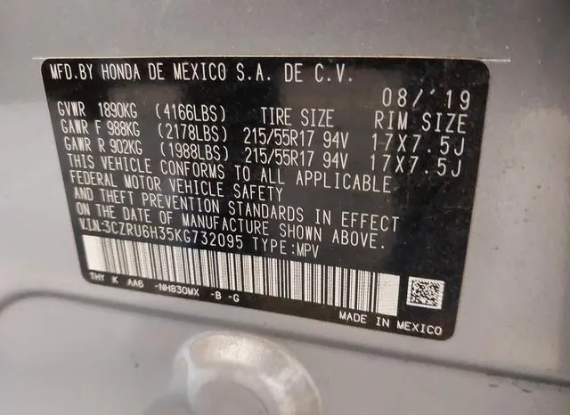 3CZRU6H35KG732095 2019 2019 Honda HR-V- LX 9