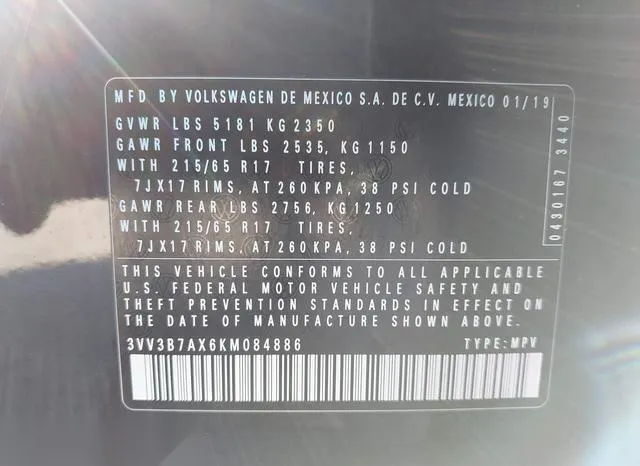 3VV3B7AX6KM084886 2019 2019 Volkswagen Tiguan- 2-0T Se/2-0T 9