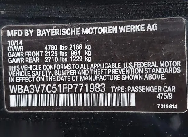 WBA3V7C51FP771983 2015 2015 BMW 4 Series- 428I 9