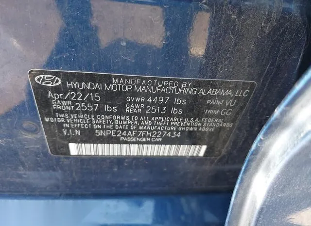 5NPE24AF7FH227434 2015 2015 Hyundai Sonata- SE 9