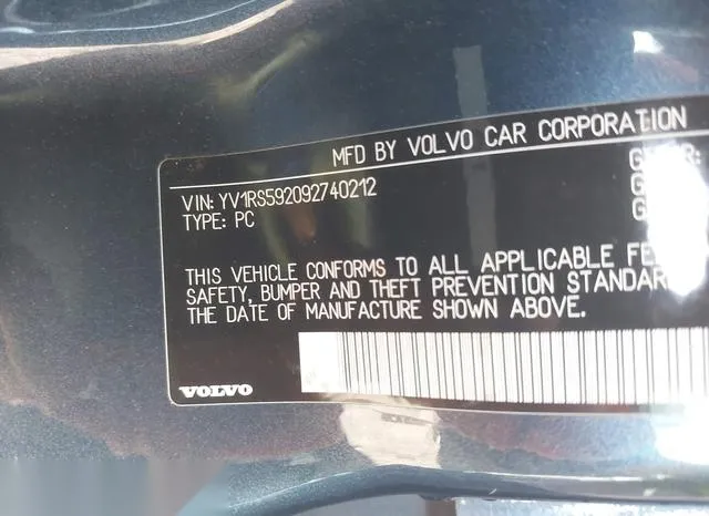 YV1RS592092740212 2009 2009 Volvo S60- 2-5T/2-5T Special Ed 9