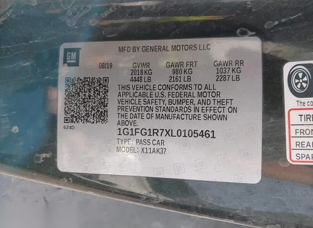 1G1FG1R7XL0105461 2020 2020 Chevrolet Camaro- Rwd  2Ss 9