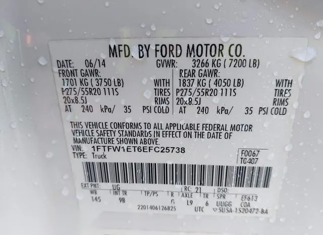 1FTFW1ET6EFC25738 2014 2014 Ford F-150- Platinum 9