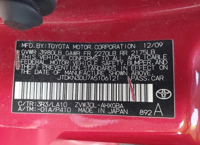 JTDKN3DU7A5106121 2010 2010 Toyota Prius- V 9