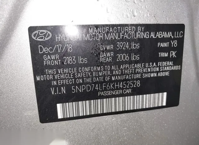 5NPD74LF6KH452528 2019 2019 Hyundai Elantra- SE 9