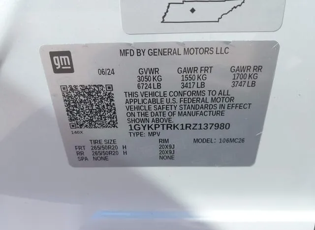 1GYKPTRK1RZ137980 2024 2024 Cadillac Lyriq- Sport W/1Sf 9