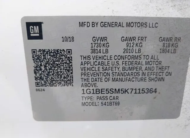 1G1BE5SM5K7115364 2019 2019 Chevrolet Cruze- LT 9