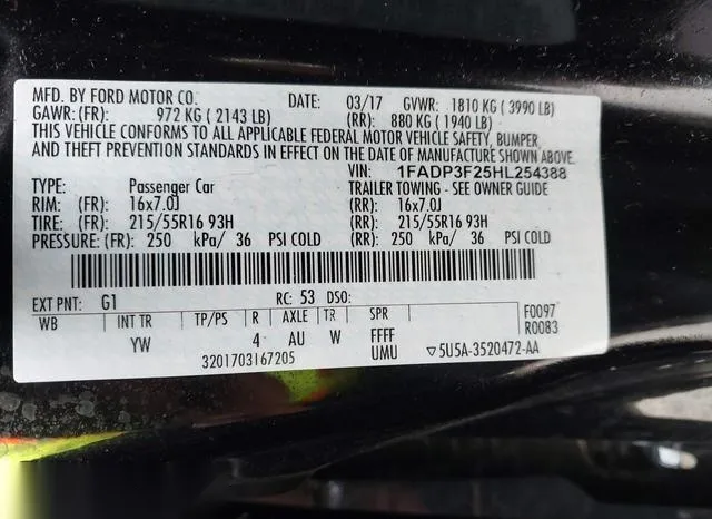 1FADP3F25HL254388 2017 2017 Ford Focus- SE 9