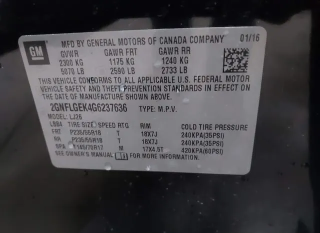 2GNFLGEK4G6237636 2016 2016 Chevrolet Equinox- Ltz 9