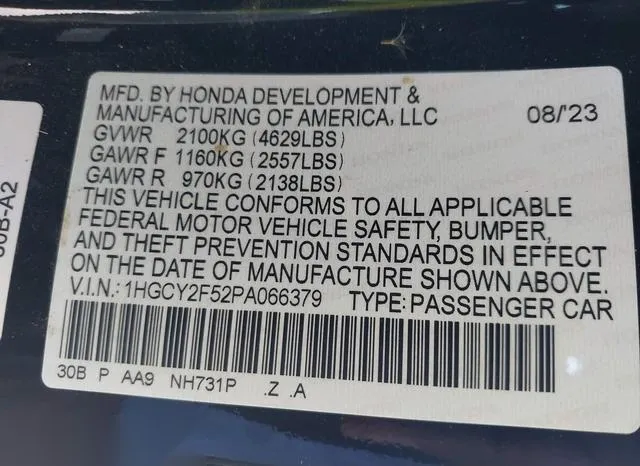 1HGCY2F52PA066379 2023 2023 Honda Accord- Hybrid Sport 9