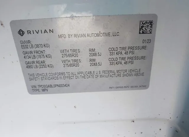 7PDSGABL0PN003424 2023 2023 Rivian R1S- Launch Edition 9