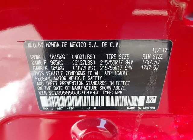 3CZRU5H50JG704943 2018 2018 Honda HR-V- EX 9