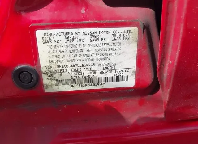 3N1CB51D76L514769 2006 2006 Nissan Sentra- 1-8S 9