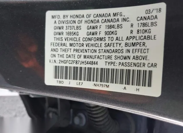 2HGFC2F87JH544844 2018 2018 Honda Civic- EX 9