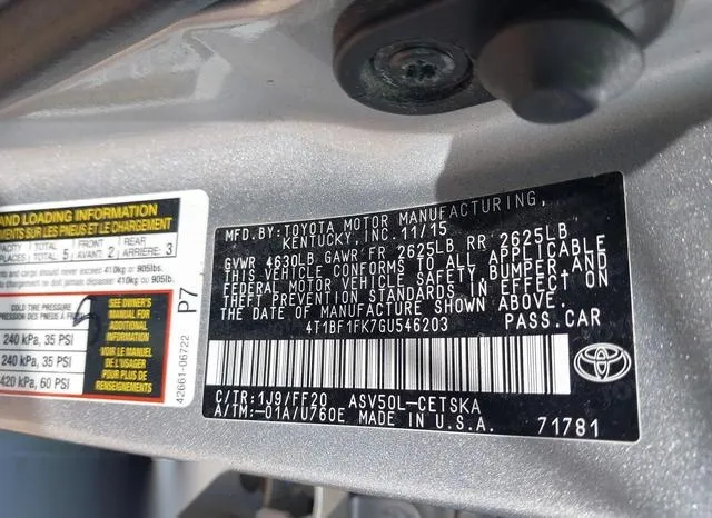 4T1BF1FK7GU546203 2016 2016 Toyota Camry- SE 9