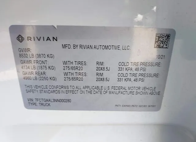 7FCTGAAL3NN000280 2022 2022 Rivian R1T- Launch Edition 9