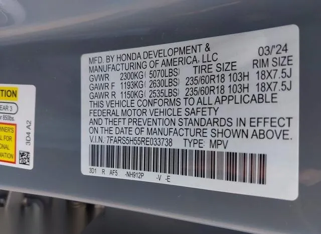 7FARS5H55RE033738 2024 2024 Honda CR-V- Hybrid Sport 9