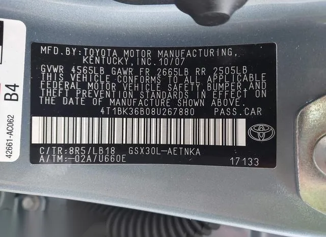 4T1BK36B08U267880 2008 2008 Toyota Avalon- Touring 9