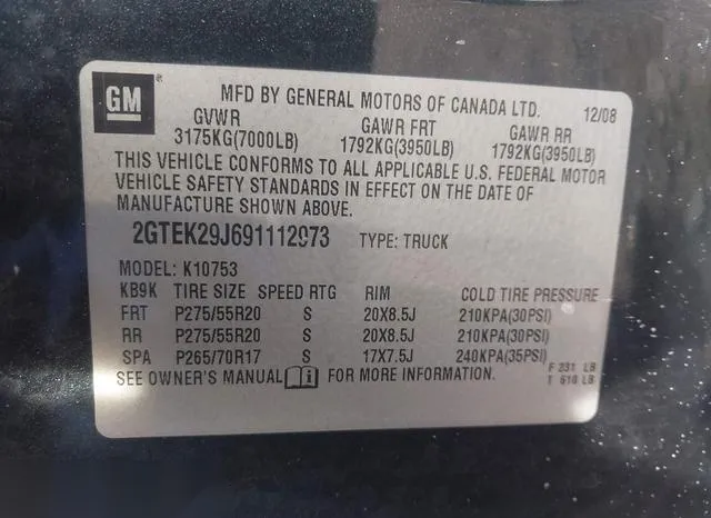 2GTEK29J691112973 2009 2009 GMC Sierra- 1500 Sle 9