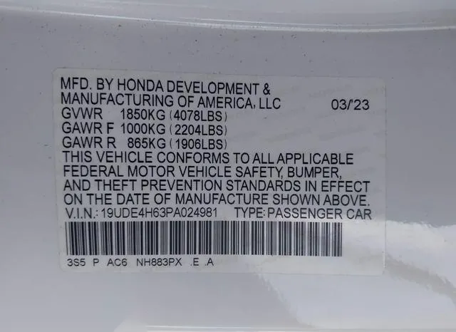 19UDE4H63PA024981 2023 2023 Acura Integra- A-Spec W/ Techno 9