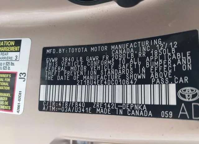 2T1BU4EE4DC010647 2013 2013 Toyota Corolla- LE 9