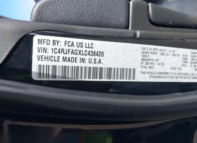 1C4RJFAGXLC438420 2020 2020 Jeep Grand Cherokee- Laredo E 4X4 9