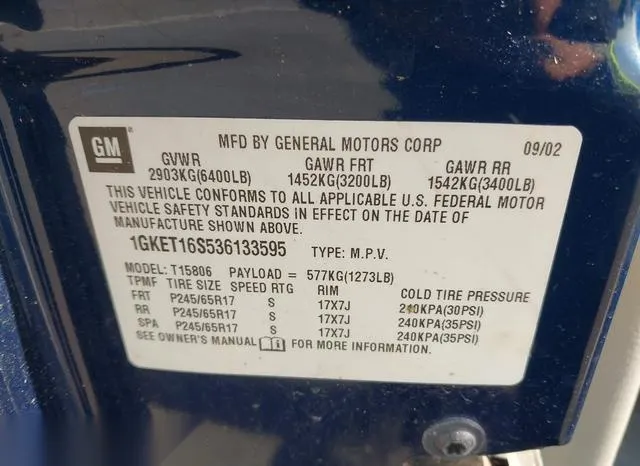 1GKET16S536133595 2003 2003 GMC Envoy- XI Slt 9